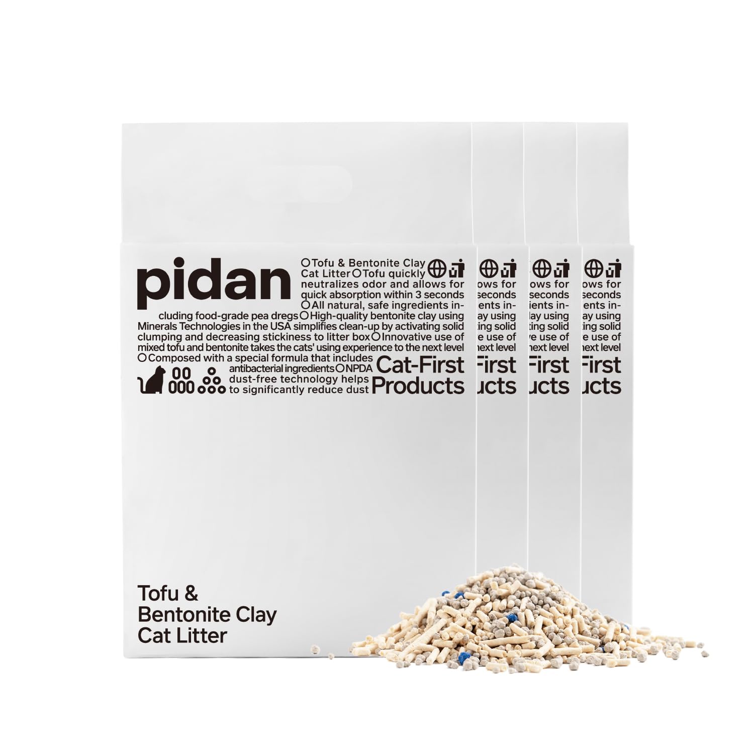 Pidan Mix Cat Litter bag front highlights the blend for odor control.