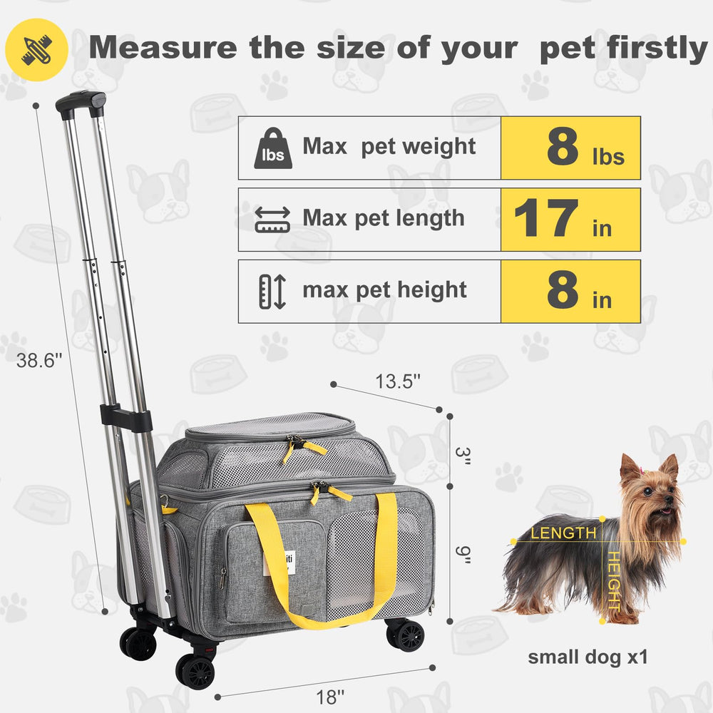 Pidipiti expandable-top carrier adds extra space during longer trips.
