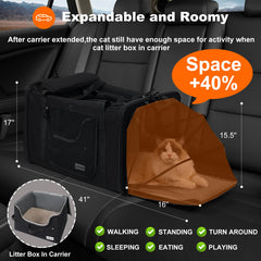 Pidipiti litter box inside carrier image demonstrates leakproof design for mess-free trips.