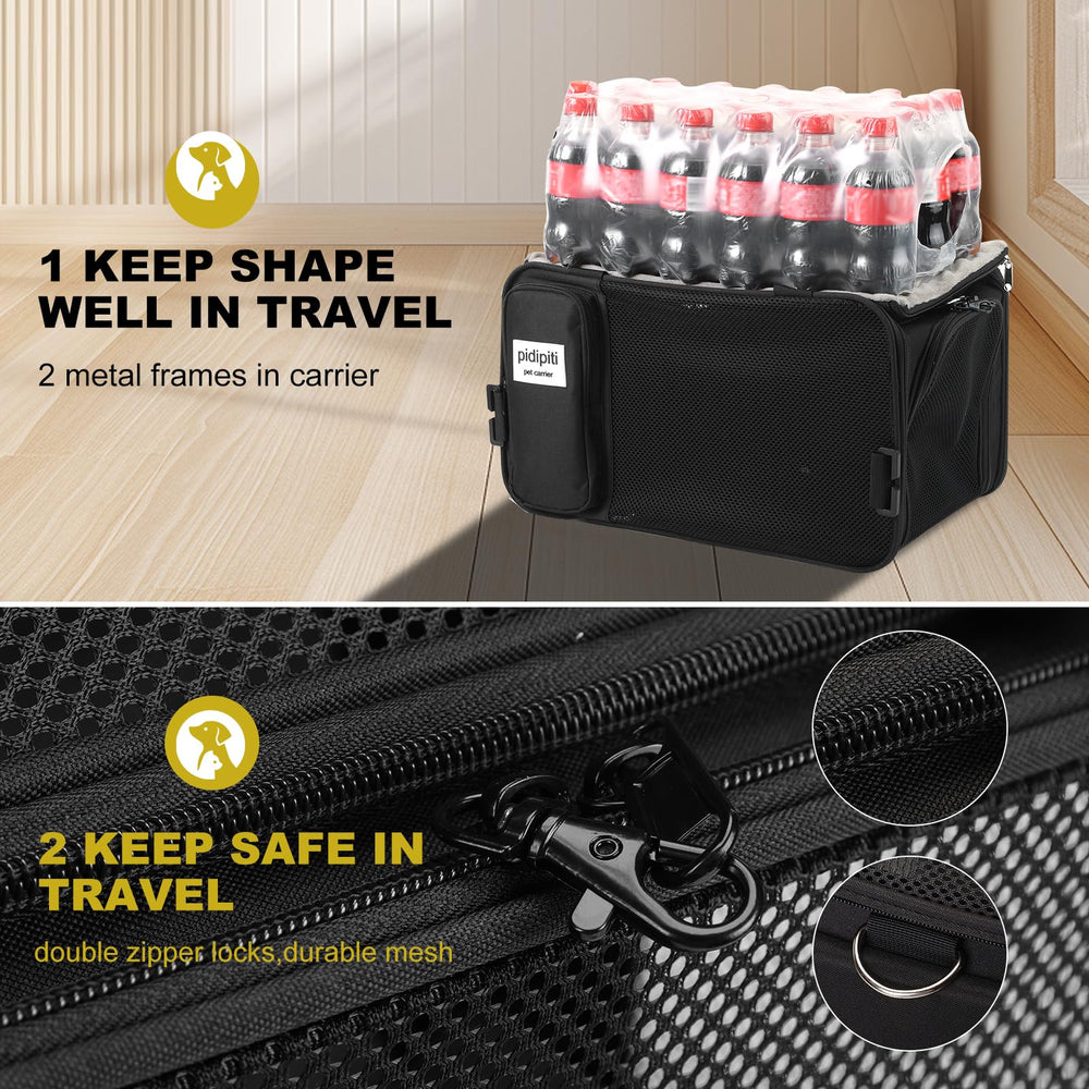 Pidipiti pet carrier with storage pockets for travel essentials