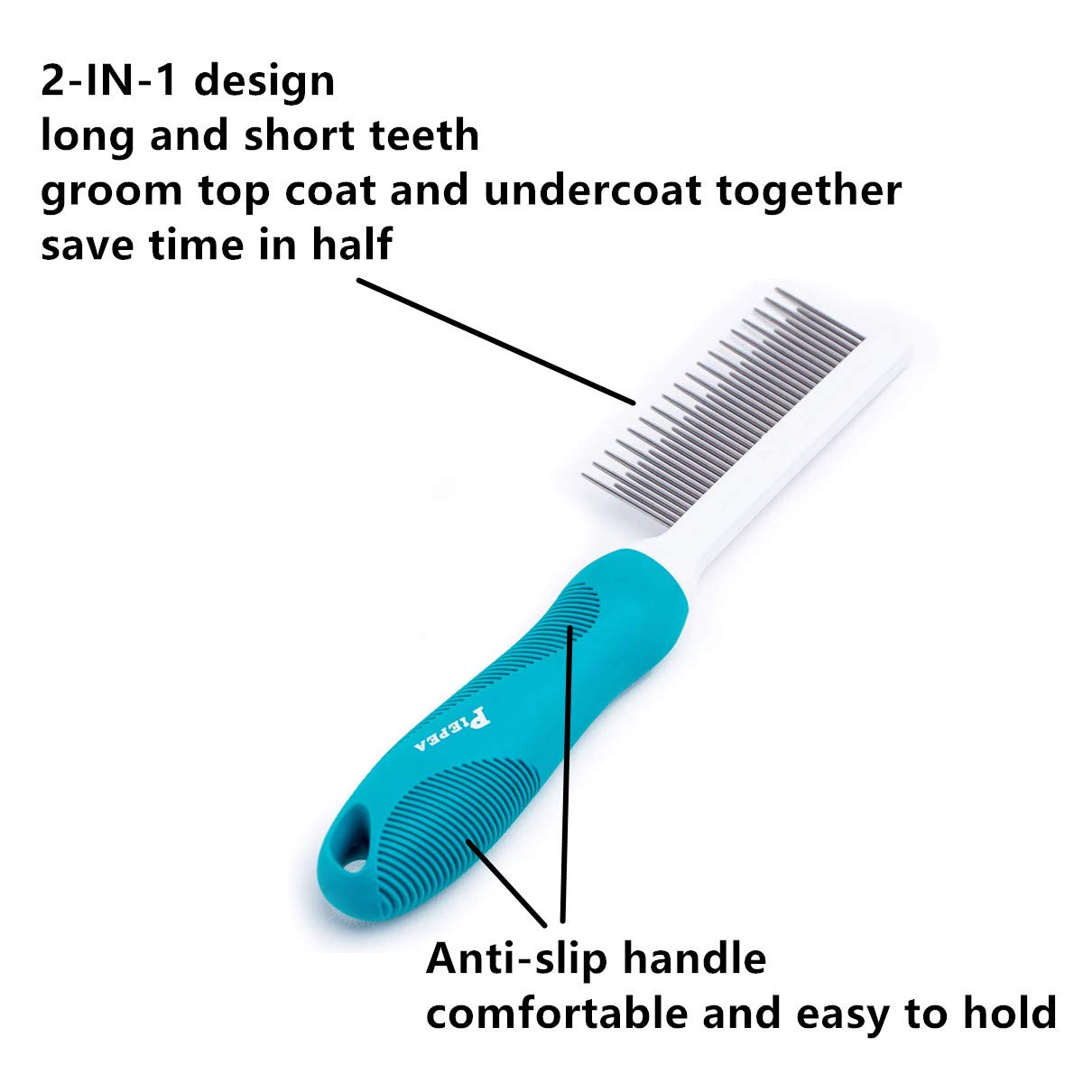 Piepea pet comb anti-slip handle for comfortable grooming.