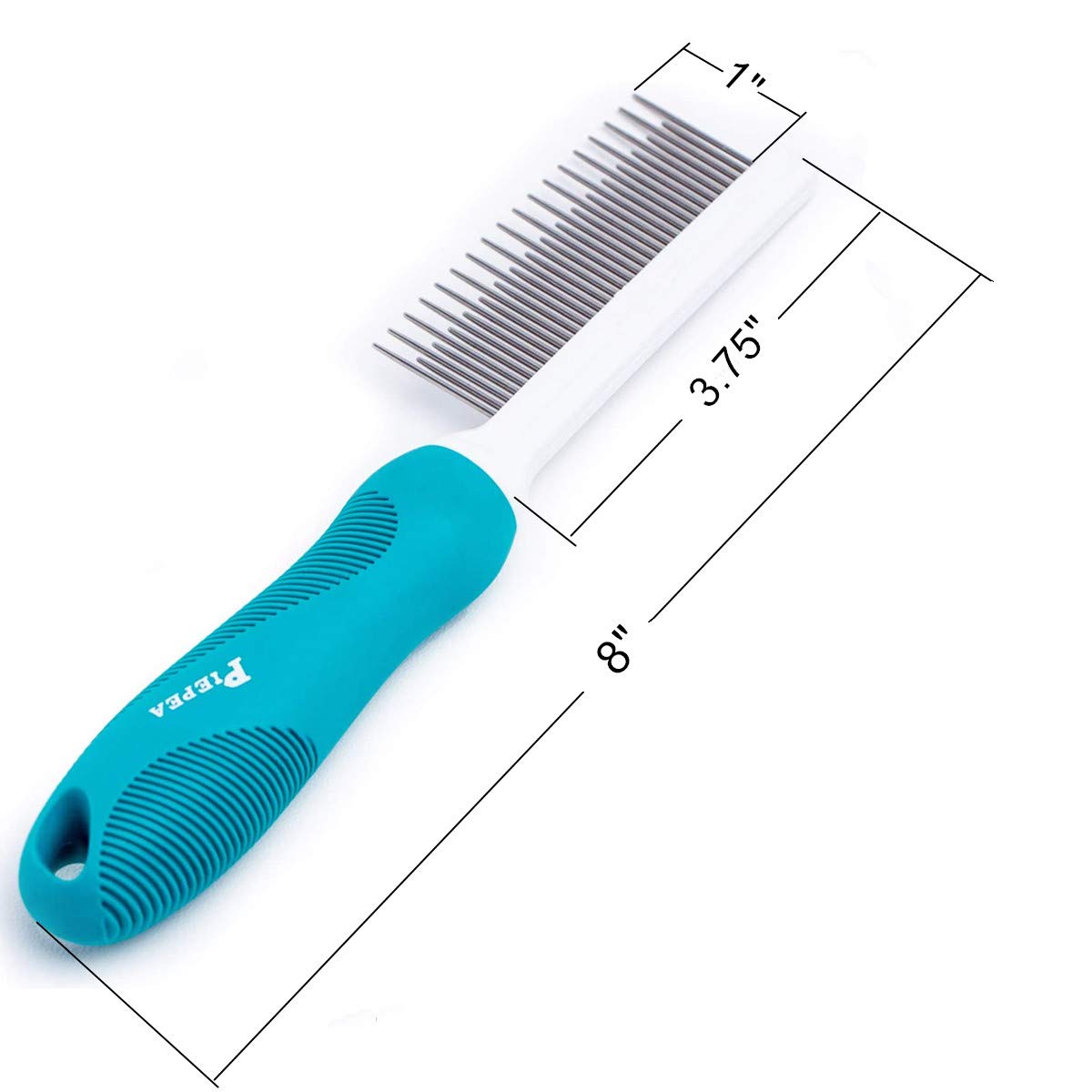 Piepea pet comb short teeth close-up for undercoat detangling.