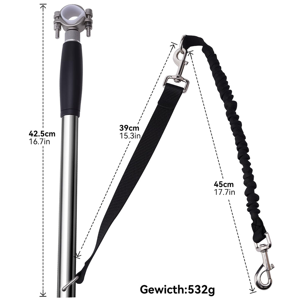 Pietenjoy quick-connect mechanism enables one-second leash attachment during stops.