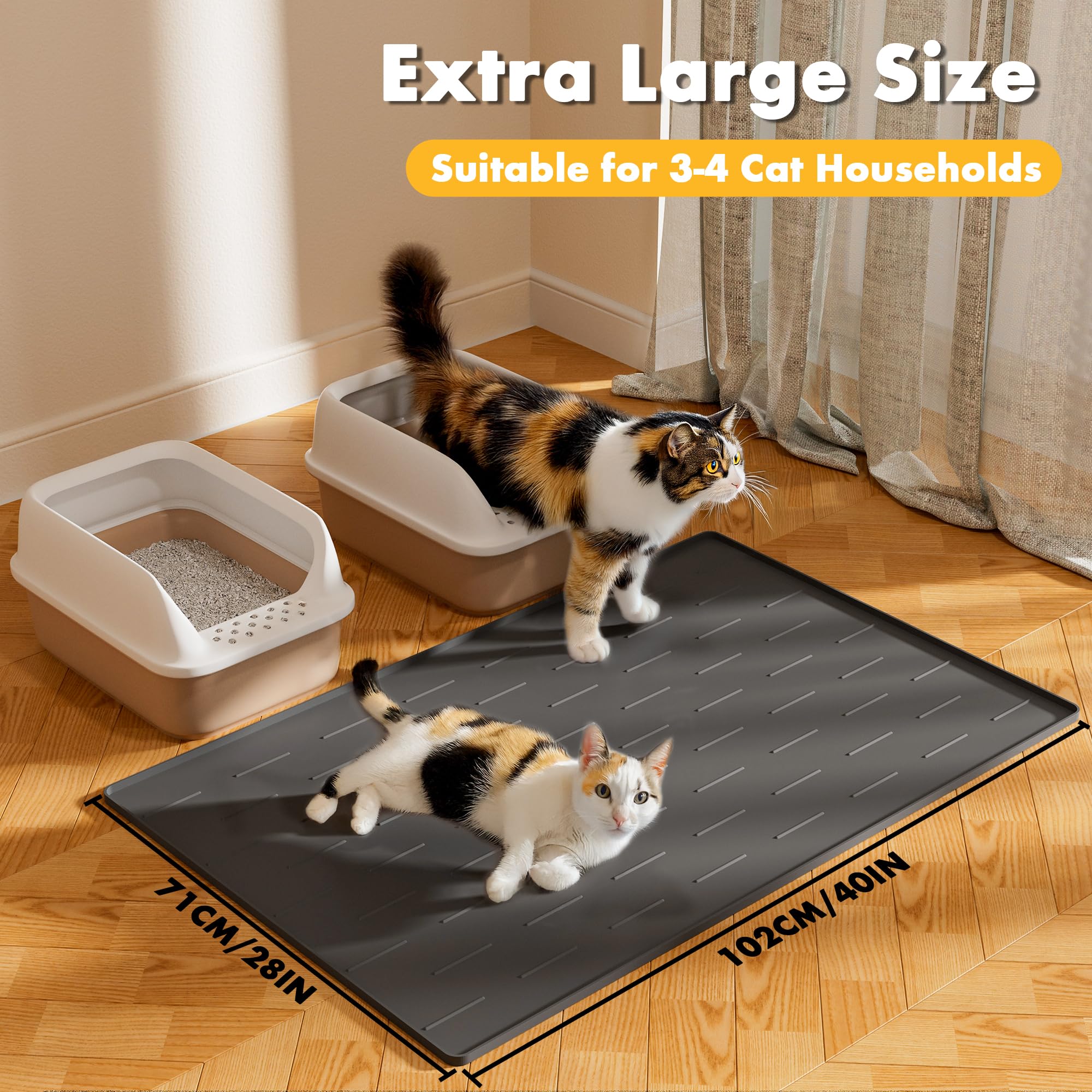 Pieviev 40x28 dimensions photo highlights extra large size for bigger litter boxes