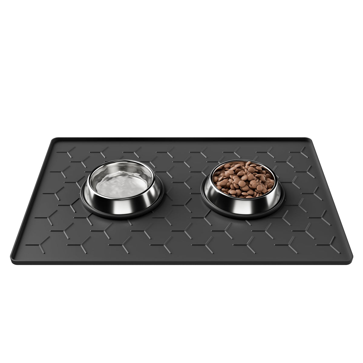 Pieviev bowl mat with raised edge keeps spills contained and floors protected.