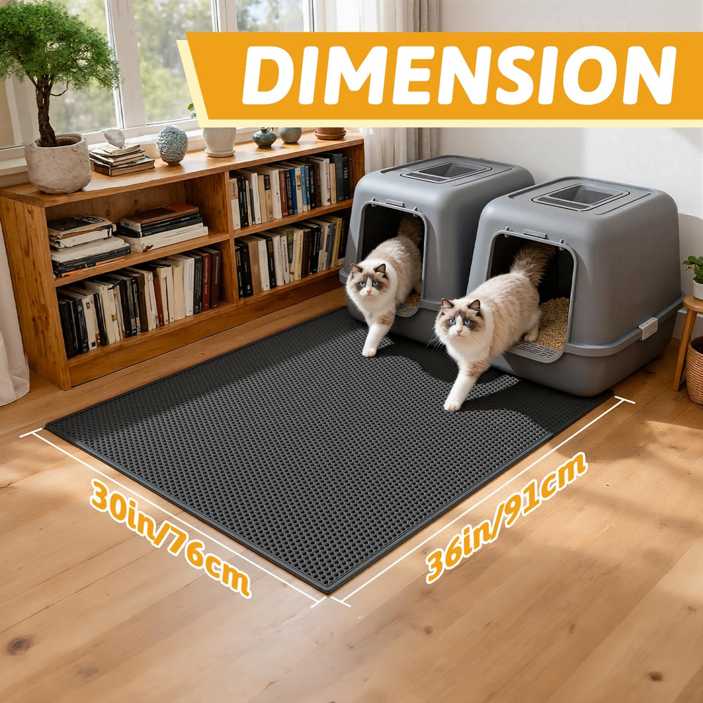 Pieviev cat litter mat anti-tracking edge close-up shows debris capture