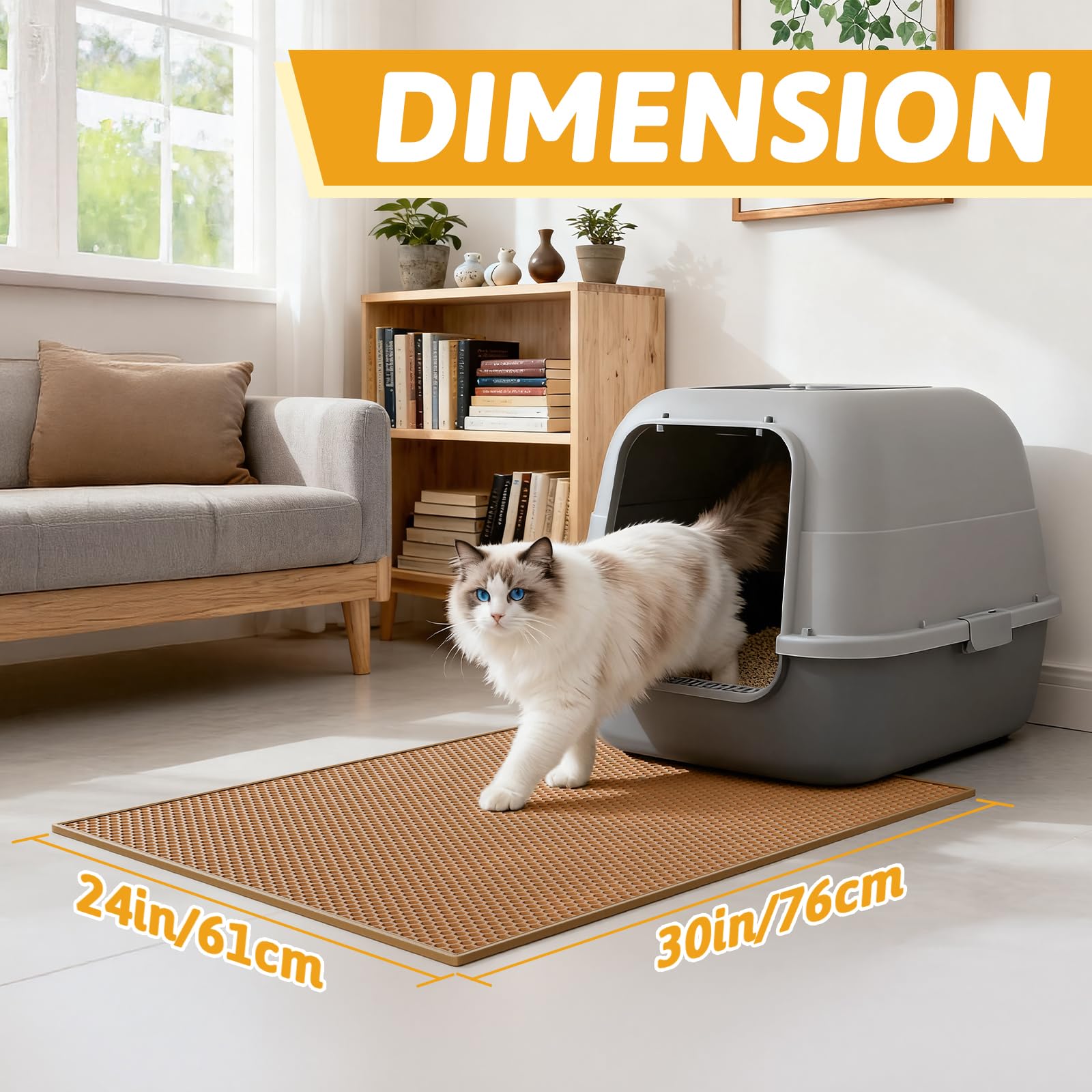 Pieviev litter mat waterproof bottom protects floors from spills.