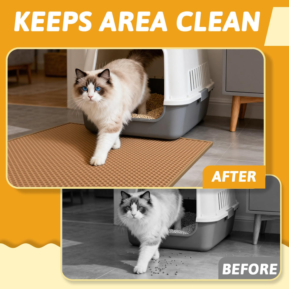 Pieviev anti-tracking litter mat helps quick cleanup after use.