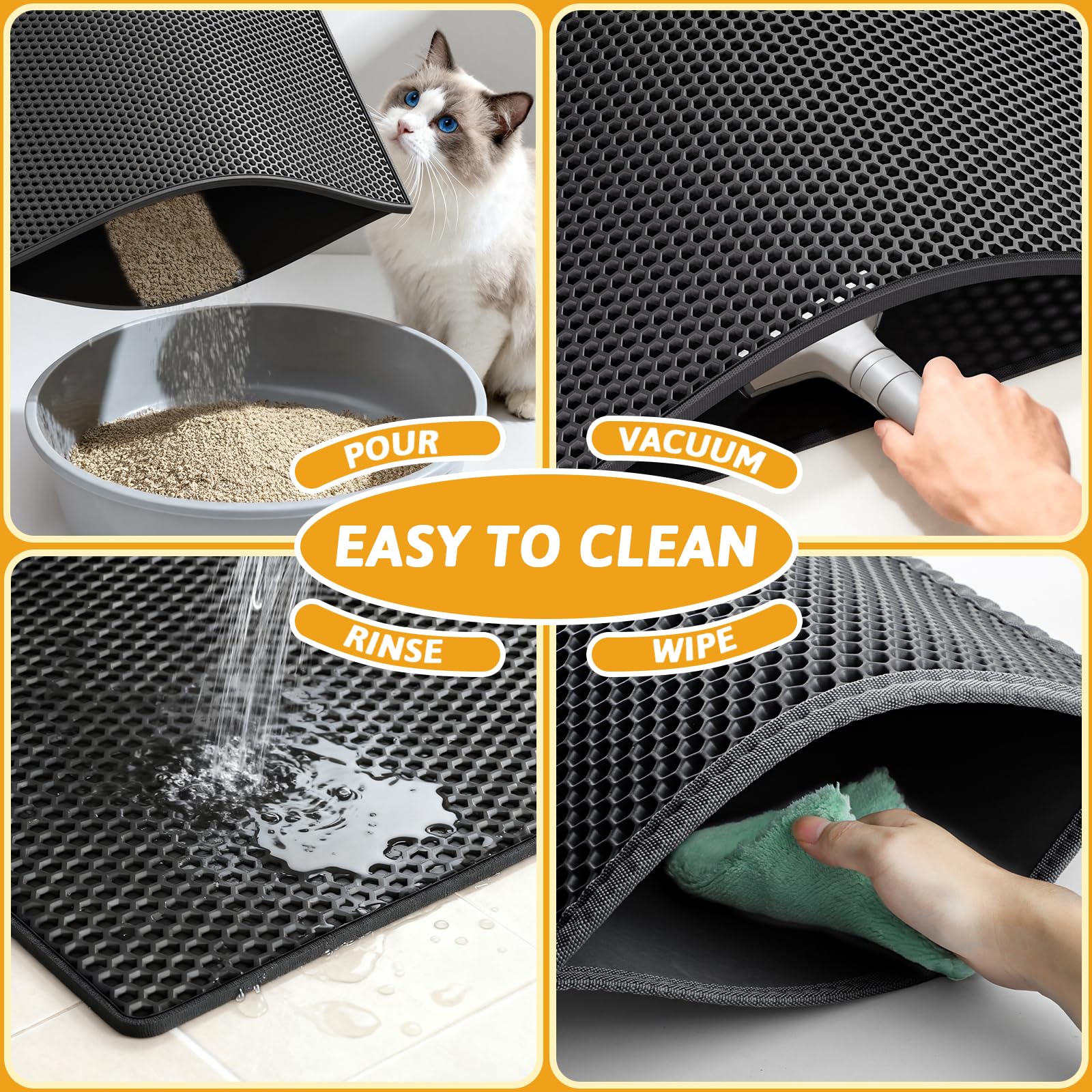 Pieviev cat litter mat easy-clean washable design saves time and effort