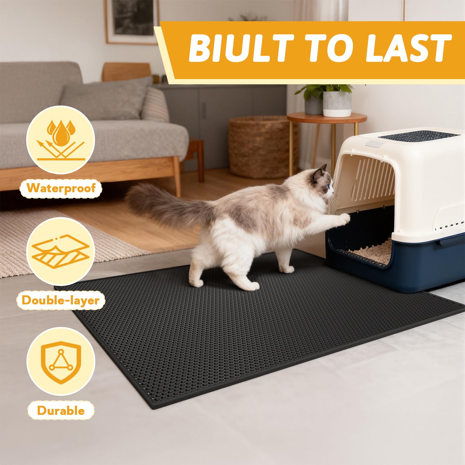 Pieviev cat litter mat in-use setup protects floors and reduces mess
