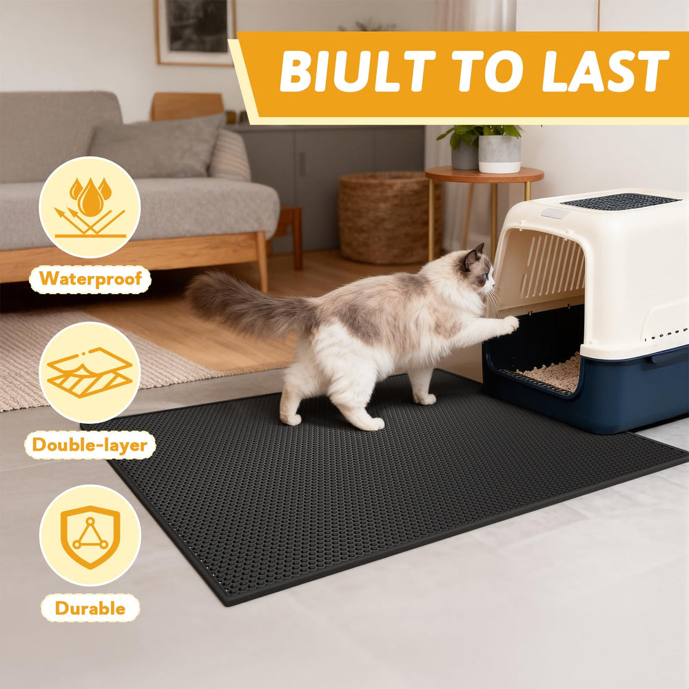Pieviev cat litter mat in-use setup protects floors and reduces mess