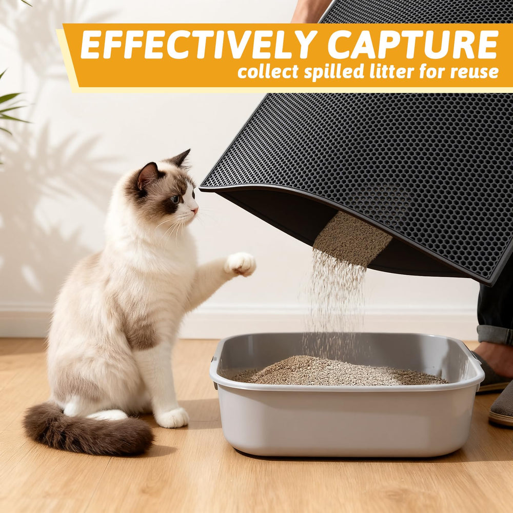 Pieviev cat litter mat traps litter and simplifies cleanup after shaking