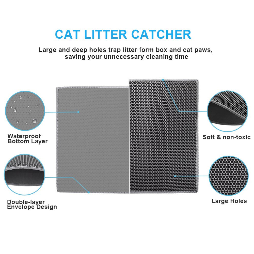 Pieviev cat litter mat waterproof bottom gray shows urine-proof protection for floors.