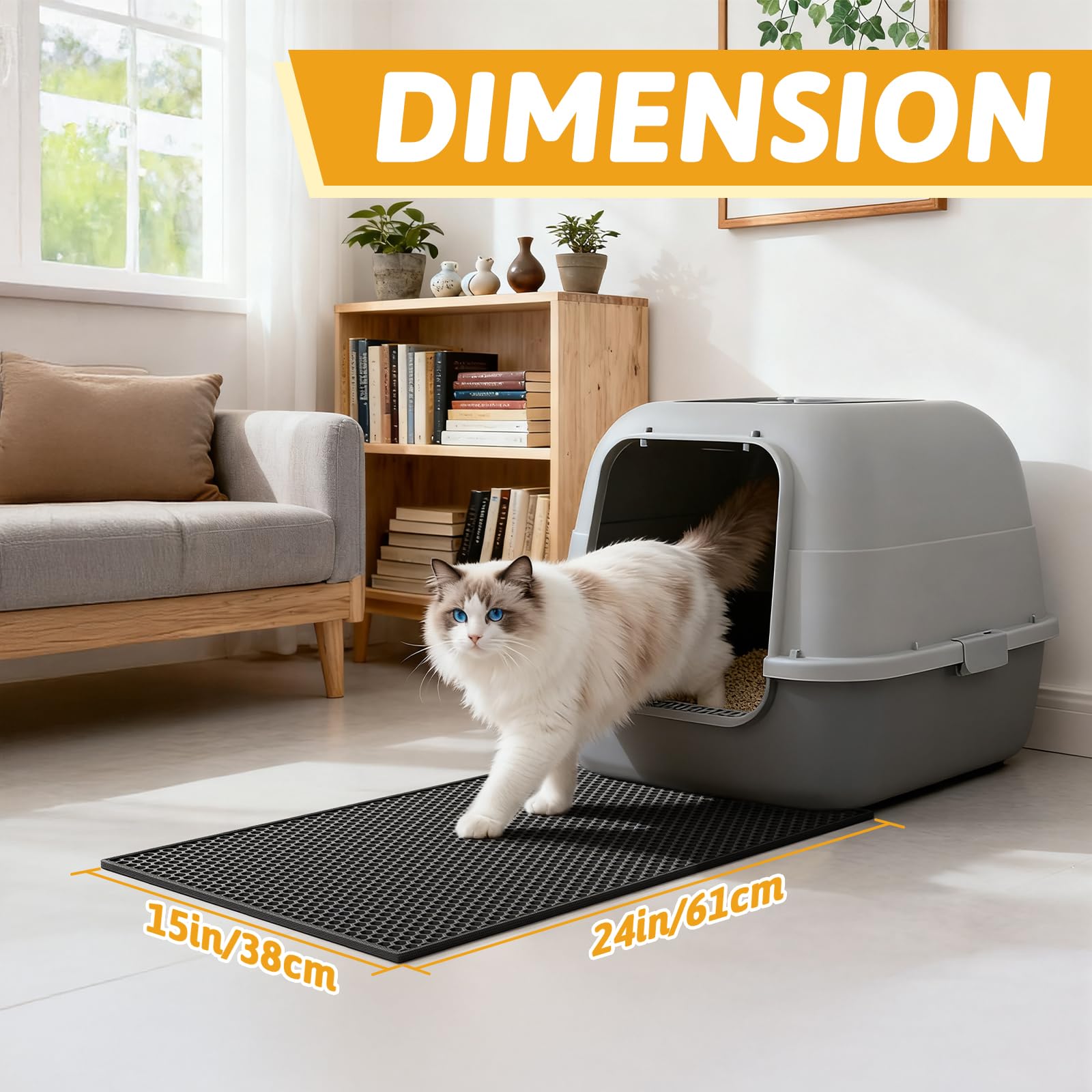 Pieviev cat litter mat waterproof bottom layer protects floors from spills and stains.