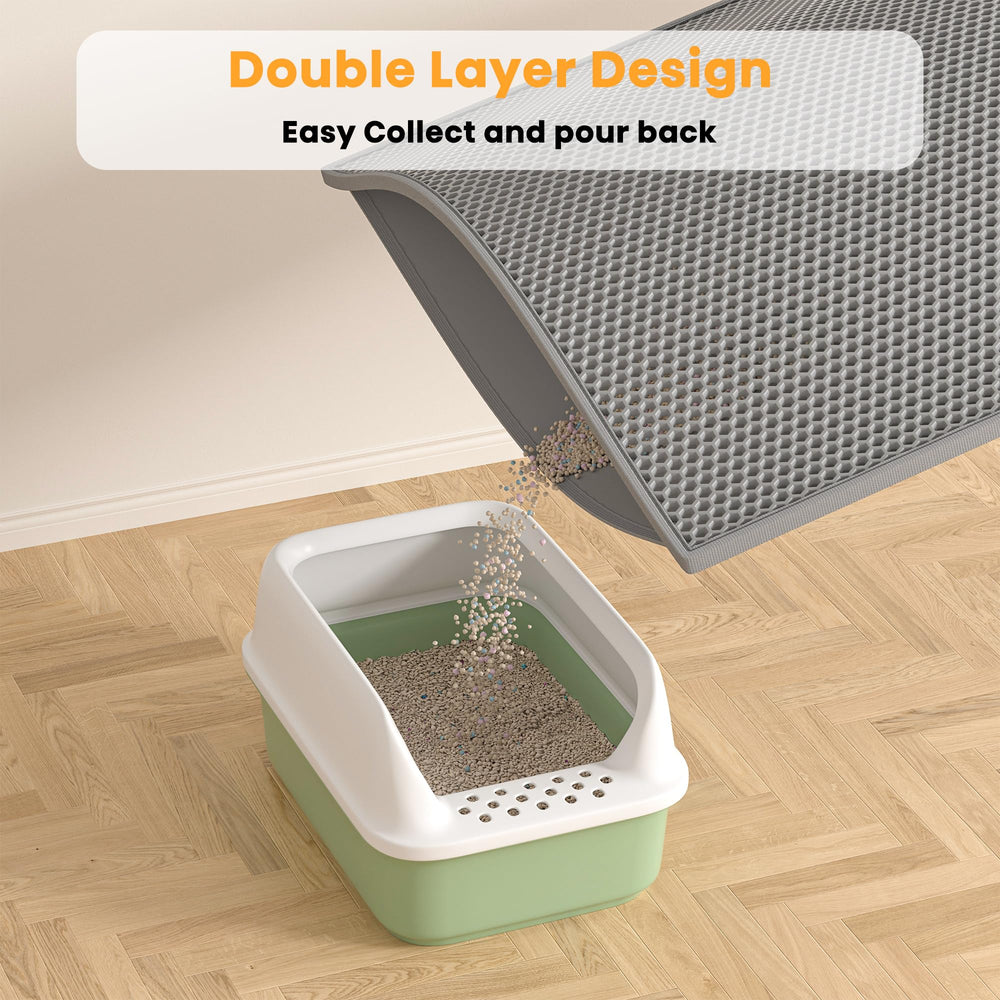 Pieviev cat litter mat waterproof bottom protects floors from spills.