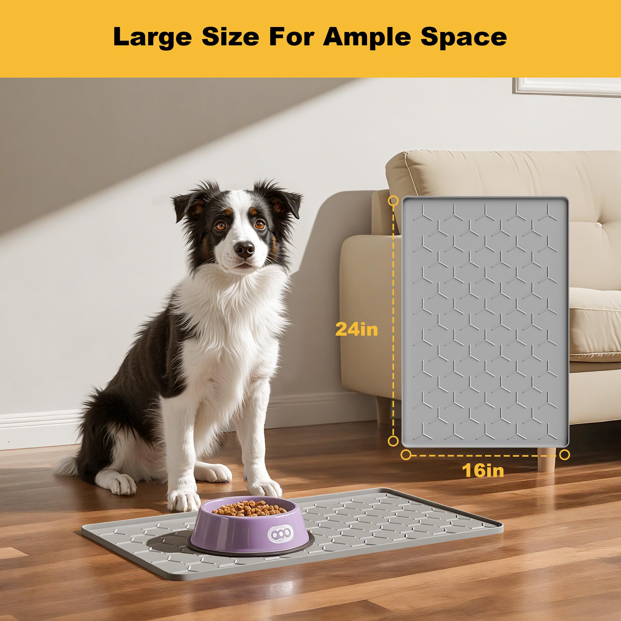 Pieviev dishwasher-safe pet mat safe for quick deep cleans.