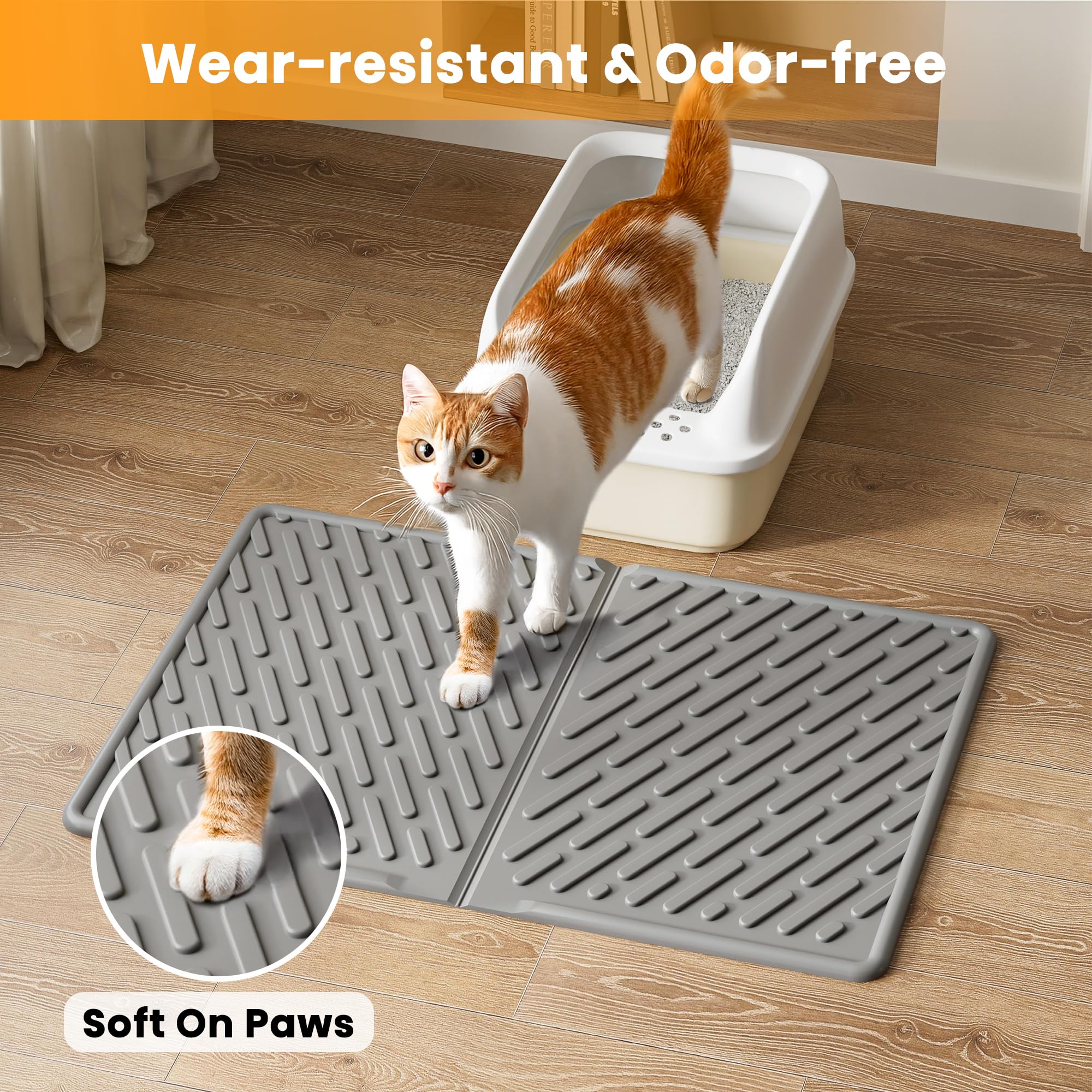 Pieviev eva-litter-mat soft cushions paws while reducing mess.