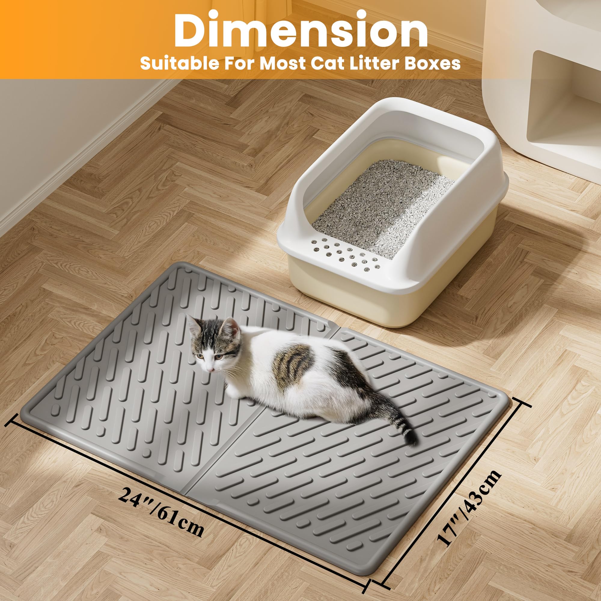 Pieviev litter-mat entrance-cover captures scatter at the box.