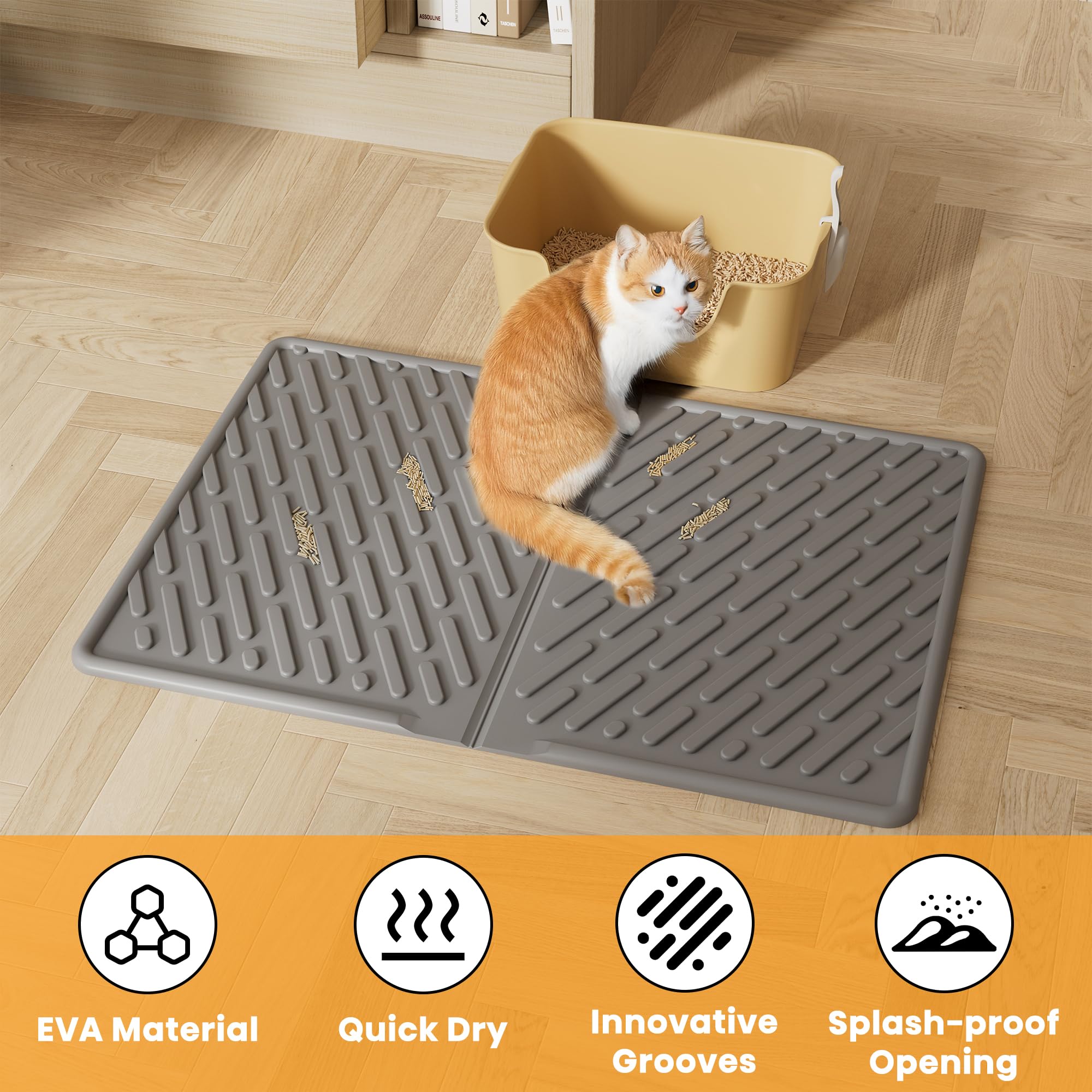 Pieviev litter-trap mat easy-clean surface simplifies maintenance.