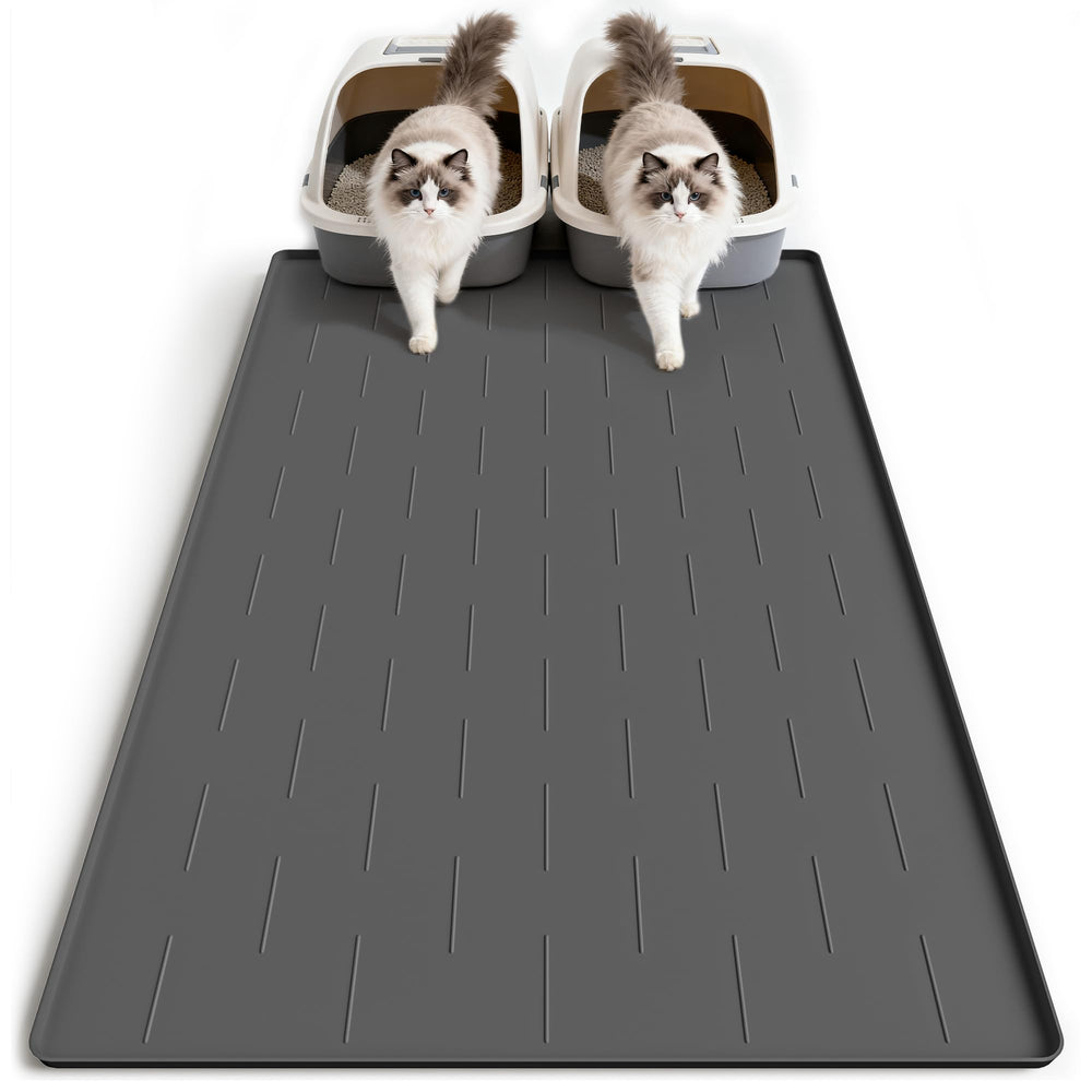 Pieviev silicone cat litter mat extended view traps litter to keep floors clean