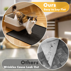 Pieviev litter mat non-slip backing keeps mat in place during busy moments