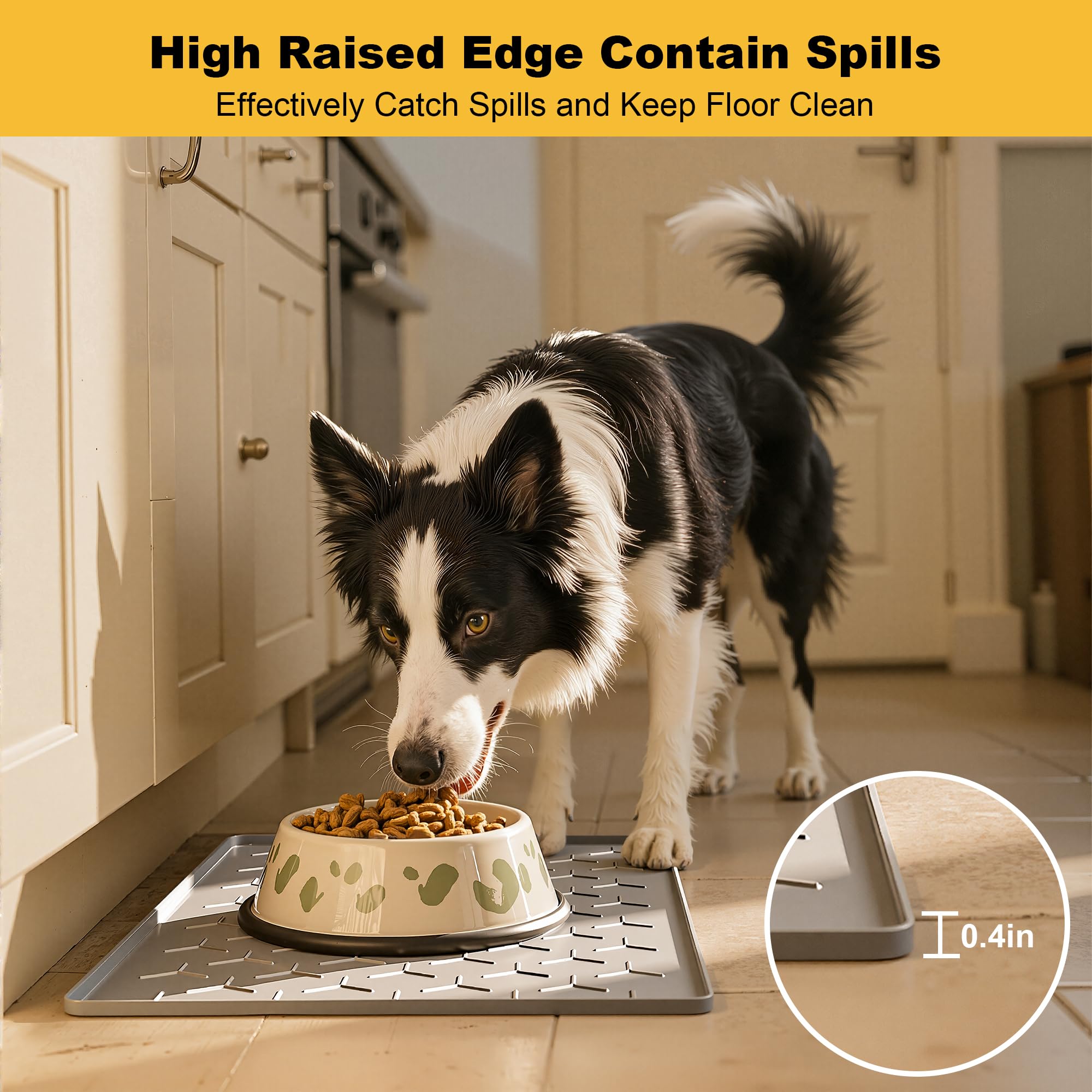 Pieviev silicone waterproof food mat provides easy cleaning after meals.