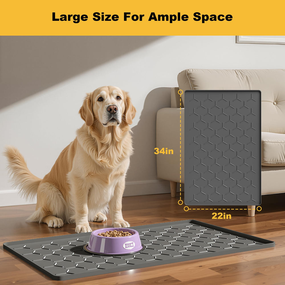 Pieviev waterproof-nonslip mat keeps floors dry and bowls steady