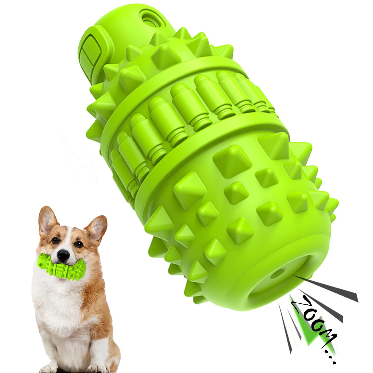 PIFFZEDO aggressive-chewer dog toy in green supports durable chewing sessions for medium dogs