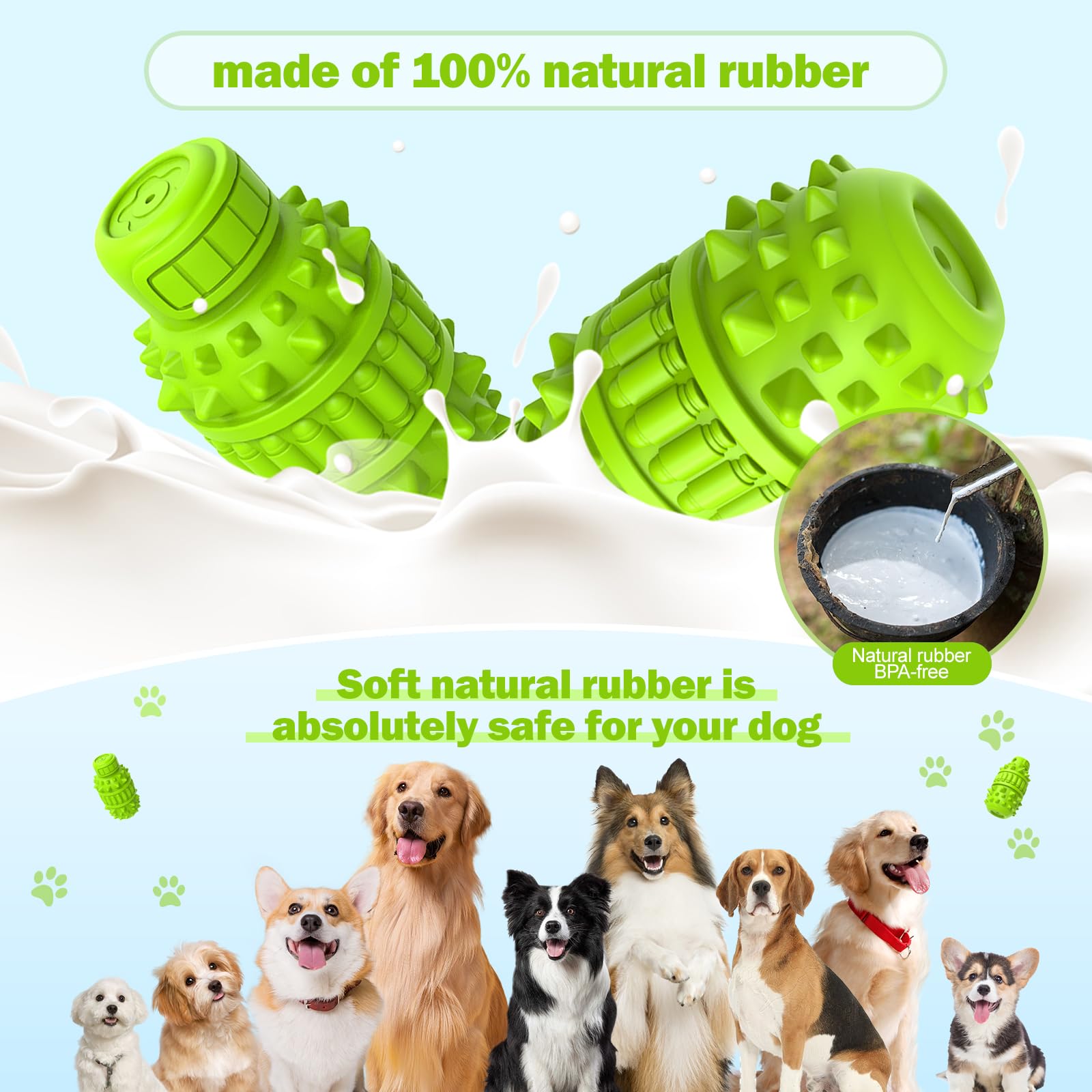 PIFFZEDO textured-teeth dog toy green helps clean teeth with controlled tartar and plaque reduction