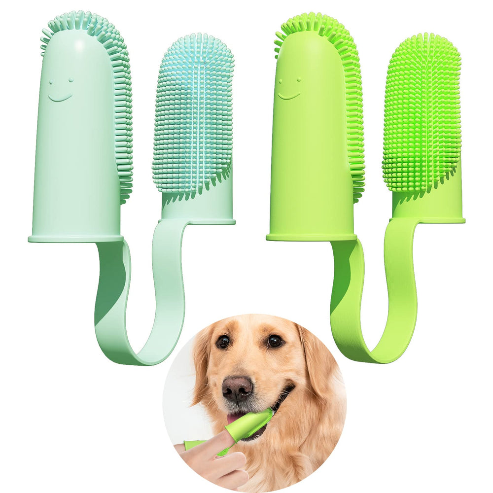 Pijaborg dog finger toothbrush with 135-degree bristles for easier cleaning