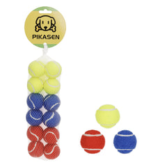 PIKASEN 12-pack 1.5-inch tennis balls in yellow red blue for small dogs or cats