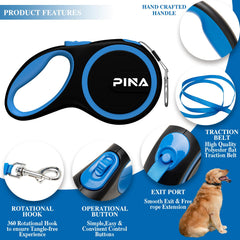 Pina retractable leash demonstrates 360-degree tangle-free retraction for smooth walks
