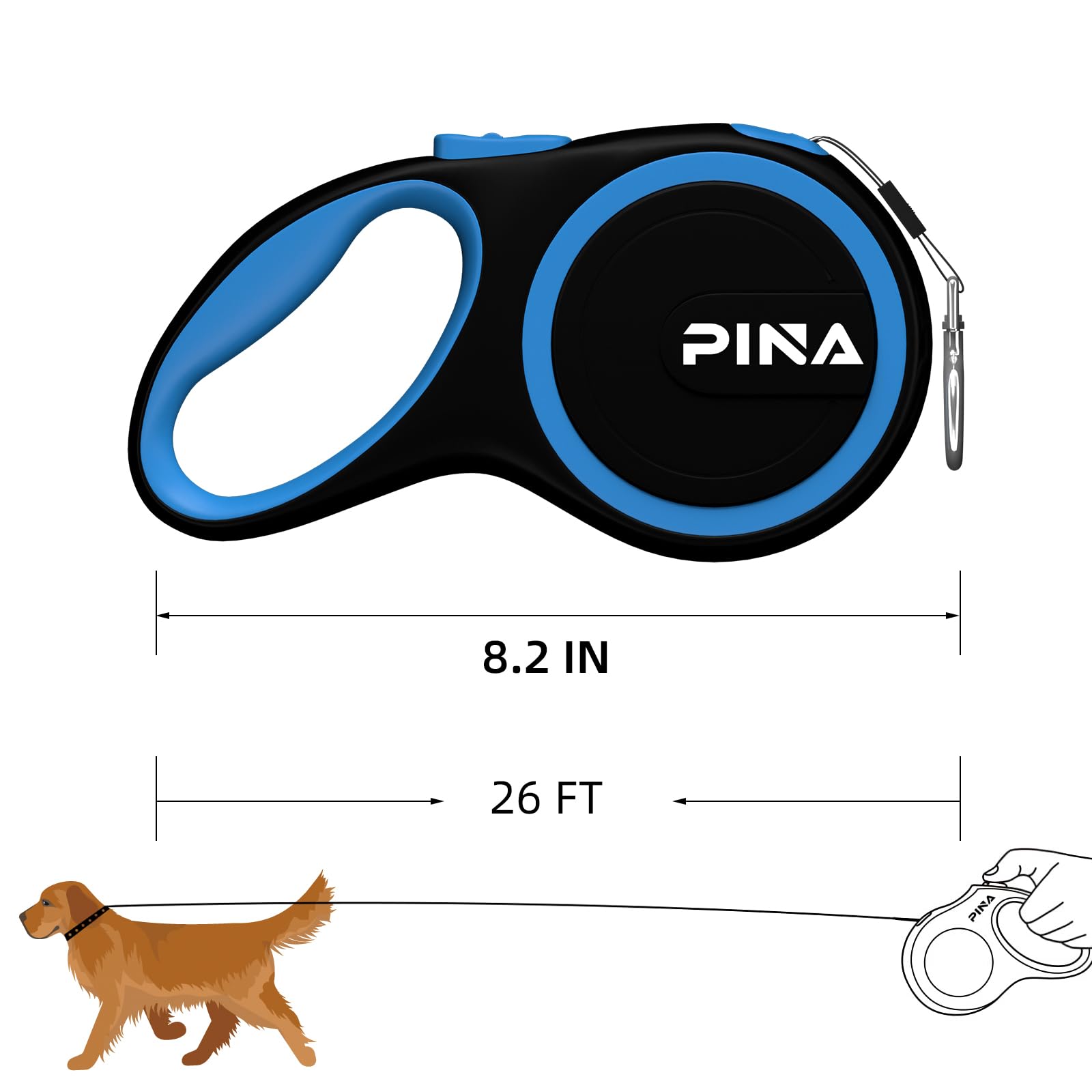 Pina leash with rust-proof swivel hook for long-lasting durability