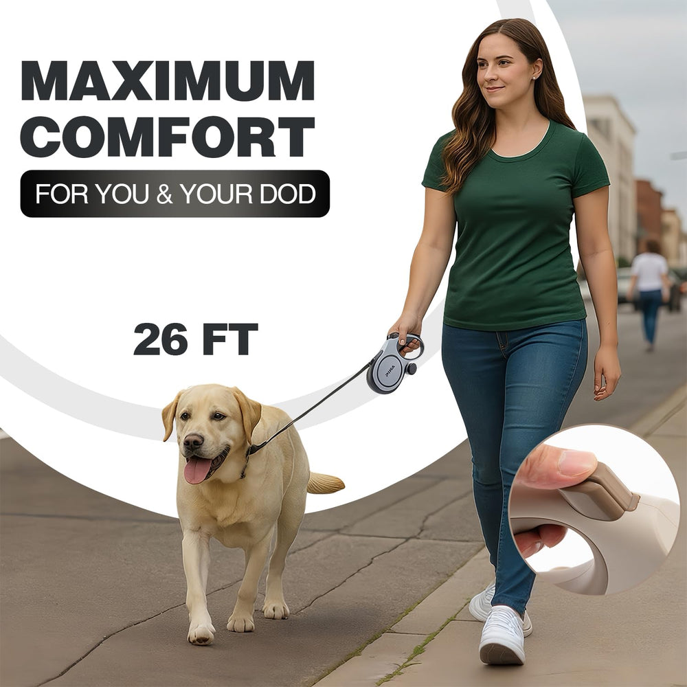 Pina leash 360-degree tangle-free in-action highlighting smooth retraction and hassle-free walking.