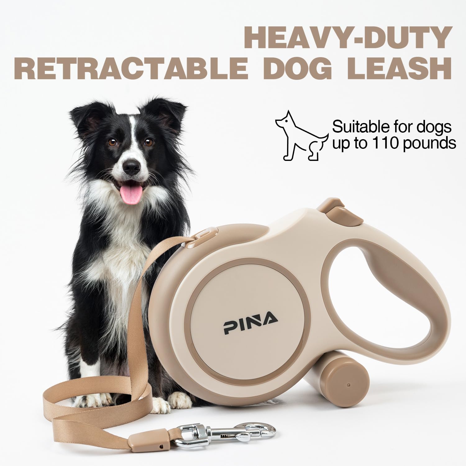 Pina one-handed brake pause lock facilitates easy stopping and training during walks.