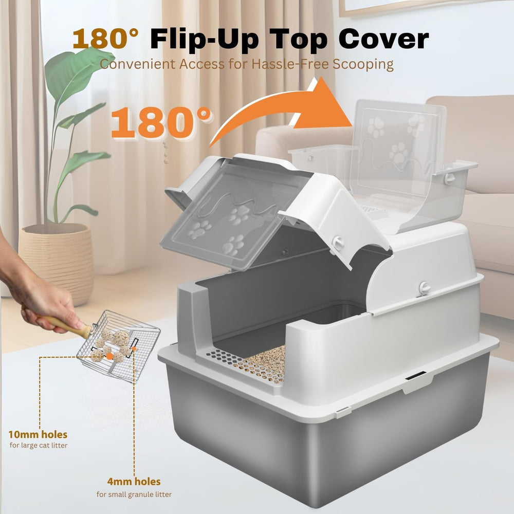 PINENEST XXXXL 180-degree flip door enables quick scooping without removing the lid.