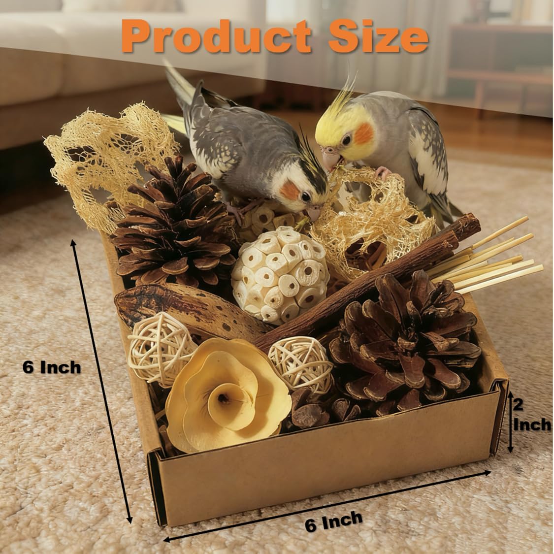 PINEPOP cross fruit and wheat stalks add visual variety for birds.