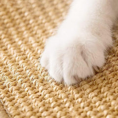 pingping-go cat scratch mat natural sisal beige side view highlighting texture