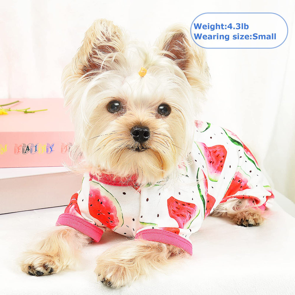 PinkBow dog pajamas feature belly-cut for easy potty breaks