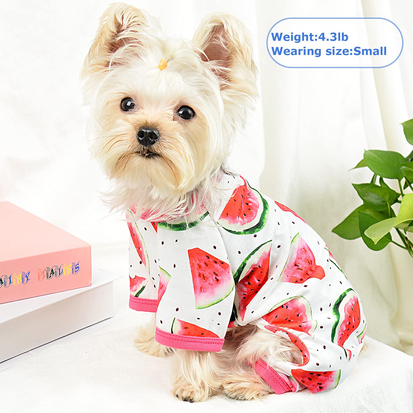 PinkBow dog pajamas pull-over design enables easy on/off