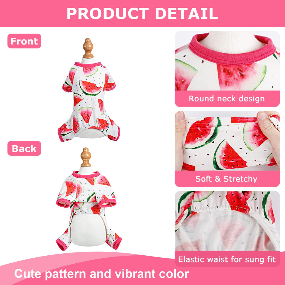 PinkBow dog pajamas with watermelon pattern for cheerful style