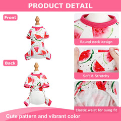 PinkBow dog pajamas with watermelon pattern for cheerful style