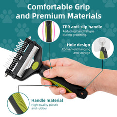 PINKIELINK 3-in-1 needle-row comb 33 teeth lifts shedding fur