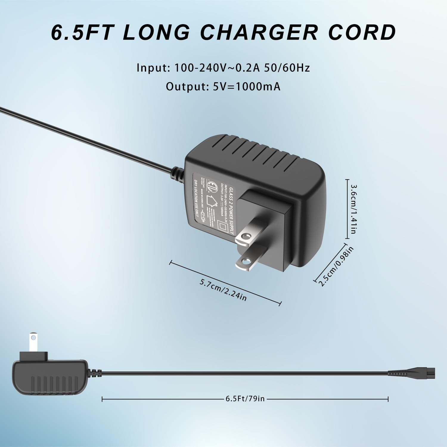 Pinkind charger cord length 6.5ft highlights convenient grooming sessions.