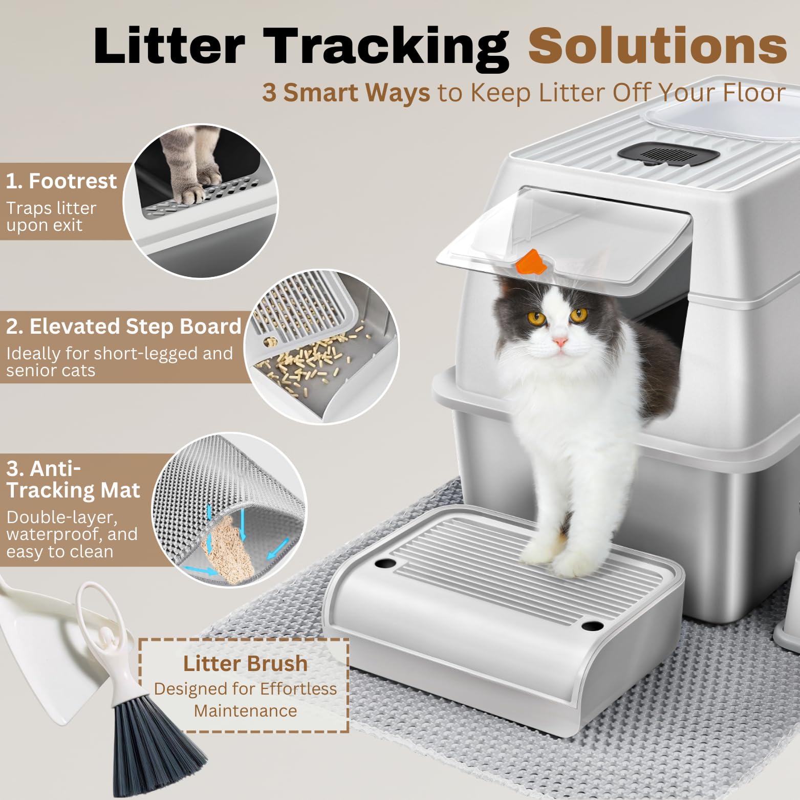 PINENEST litter brush included for quick maintenance nearby