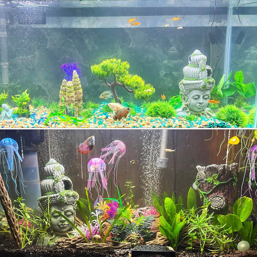 PINVNBY Buddha head decor for freshwater and saltwater tanks and terrariums