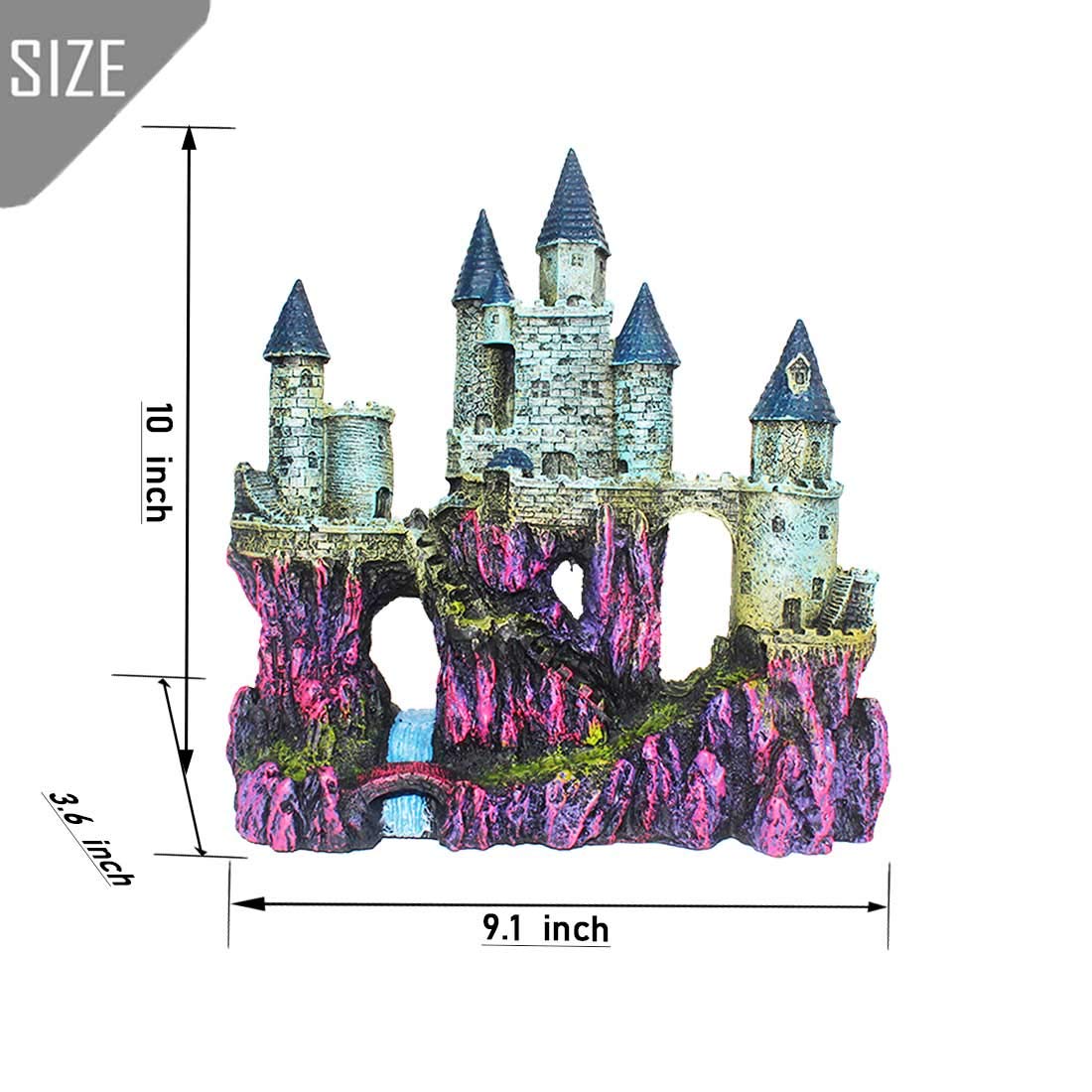 PINVNBY Aquarium Resin Castle purple detailed texture highlights durable, colorfast craftsmanship.