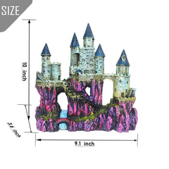PINVNBY Aquarium Resin Castle purple detailed texture highlights durable, colorfast craftsmanship.