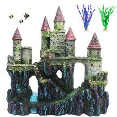 PINVNBY aquarium resin castle red front view, sheltering fish and enhancing decor