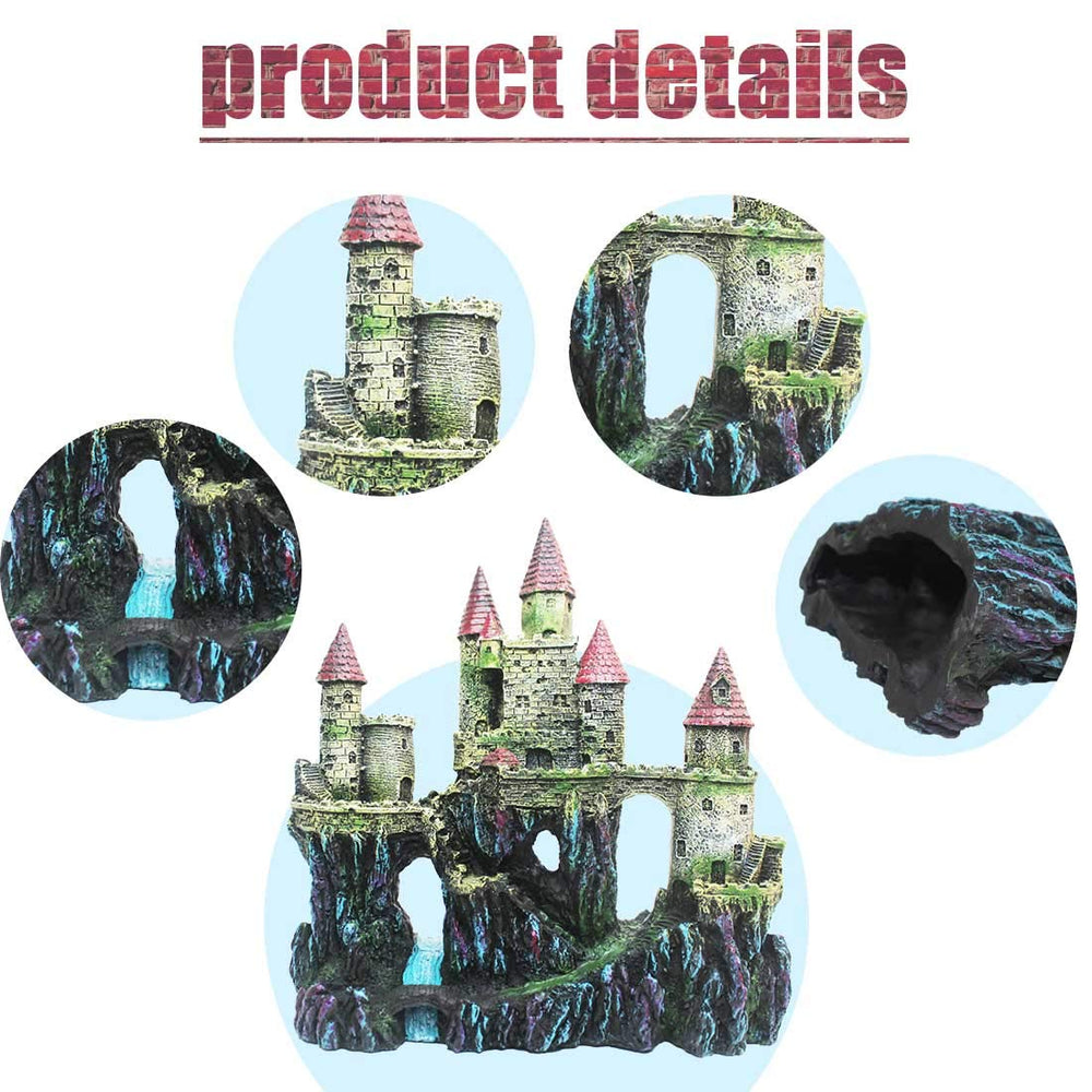 PINVNBY aquarium resin castle red in-tank setup brightens the aquascape